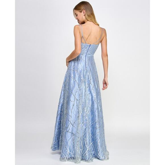 Say Yes To The Prom Juniors Glitter Tulle Embellished Ball Prom Gown 15/16 NWT - Picture 4 of 13